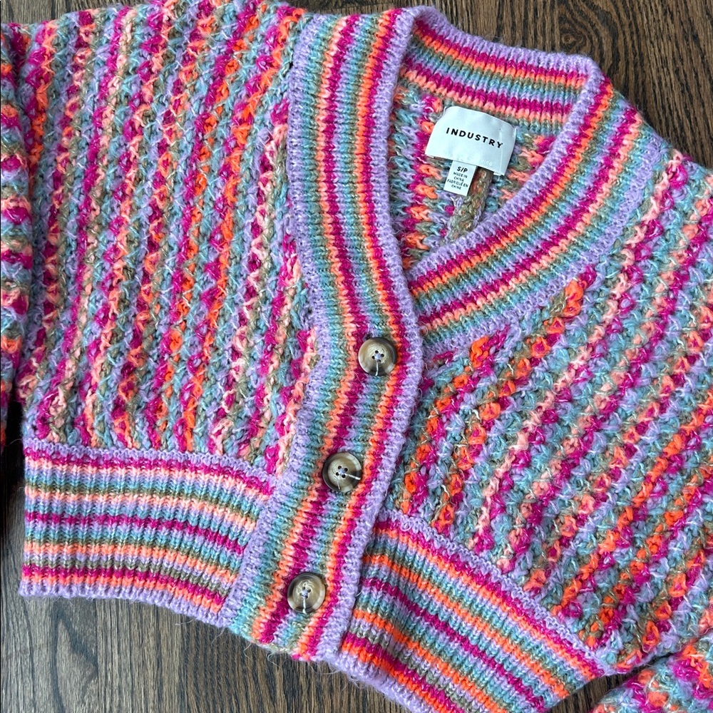 Multi Striped Sweater Industry small cropped boho - Picture 1 of 7